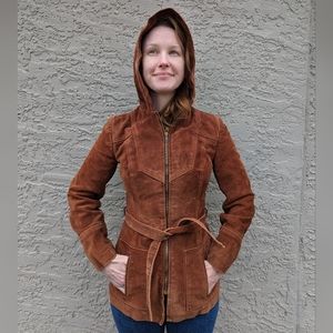 Vintage hooded 1970s Suede Jacket